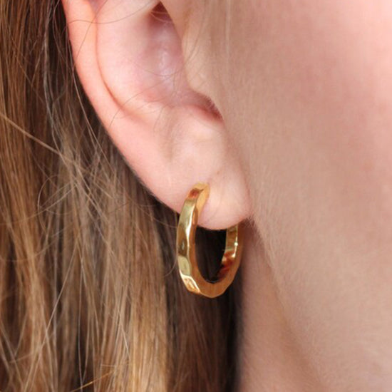 Gold Plated Chunky Hoop Earrings Thick Hoops Small Medium Large Hoops For  Her | eBay